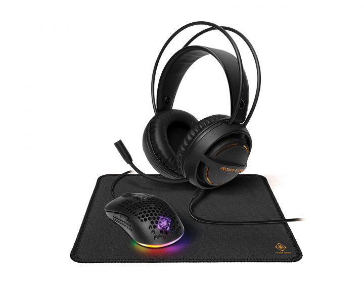 Deltaco Gaming 3 in 1 Gaming Kit Headset, Mus, Musematte - GAM-131