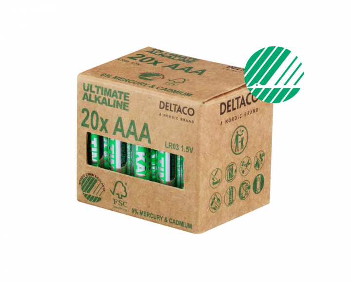 Deltaco Ultimate Alkaline AAA-batteri, 20-pack