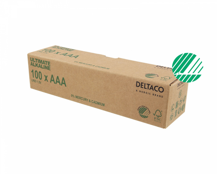 Deltaco Ultimate Alkaline AAA-batteri, 100-pack (Bulk)