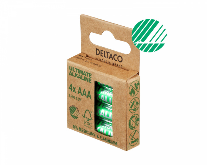 Deltaco Ultimate Alkaline AAA-batteri, 4-pack