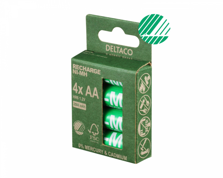 Deltaco Oppladbar AA-batterier, 1000mAh, 4-pack