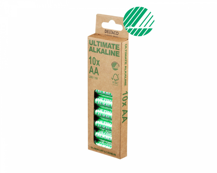 Deltaco Ultimate Alkaline AA-batteri, 10-pack