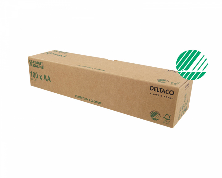 Deltaco Ultimate Alkaline AA-batteri, 100-pack (Bulk)