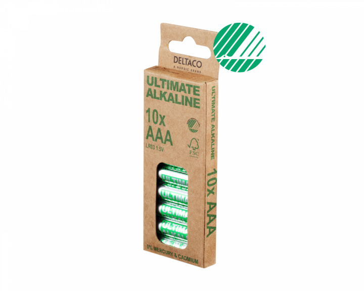 Deltaco Ultimate Alkaline AAA-batteri, 10-pack