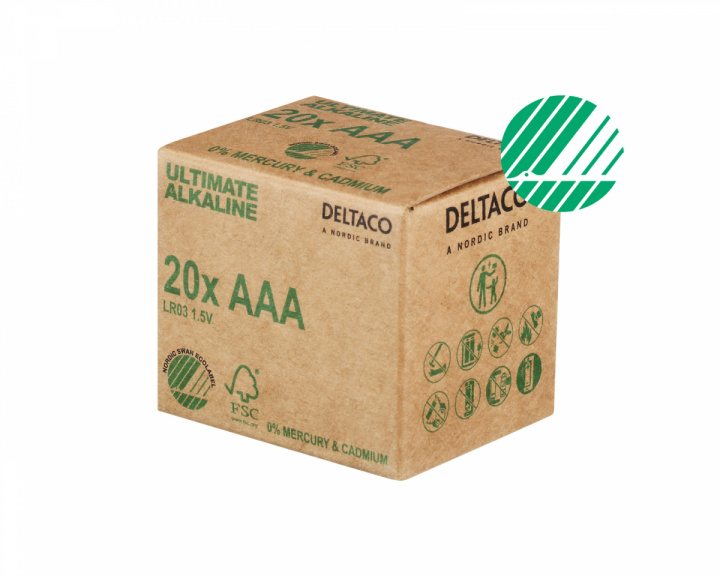 Deltaco Ultimate Alkaline AAA-batteri, 20-pack (Bulk)