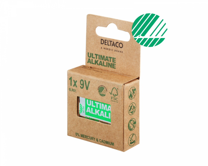 Deltaco Ultimate Alkaline 9V-batteri, 1-pack
