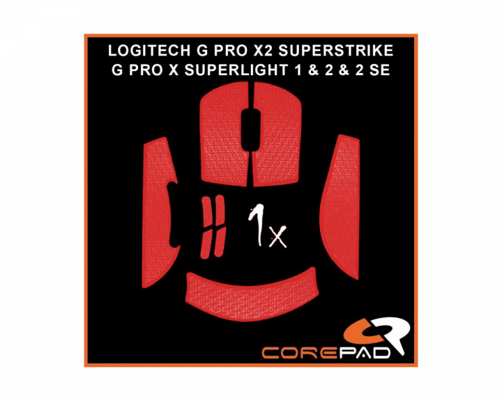 Corepad Soft Grips til Logitech G PRO X SUPERLIGHT 1 / 2 / 2 SE & X2 SUPERSTRIKE - Rød