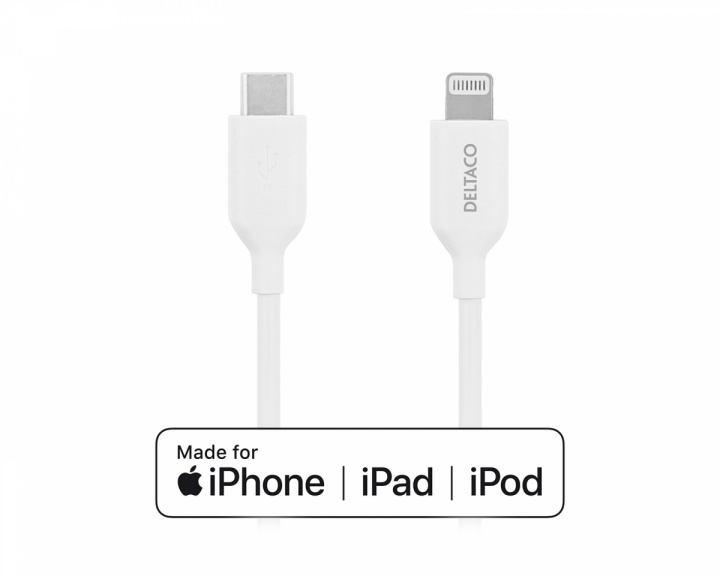 Deltaco USB-C til Lightning MFi - Ladekabel 1m - Hvit