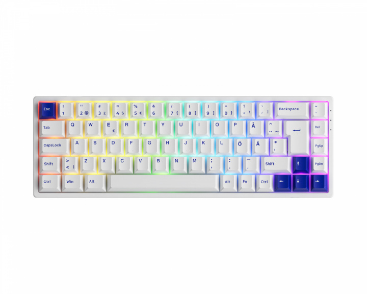Akko 3068B Blue/White ISO Trådløs Tastatur [Akko CS Jelly Pink]