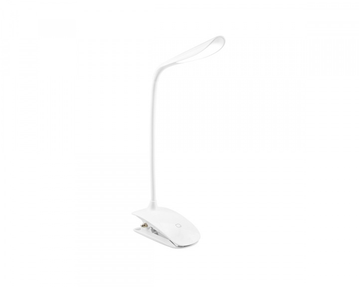 Colorway LED Table Lamp Flexible & Clip with built-in battery - Hvit klypelampe