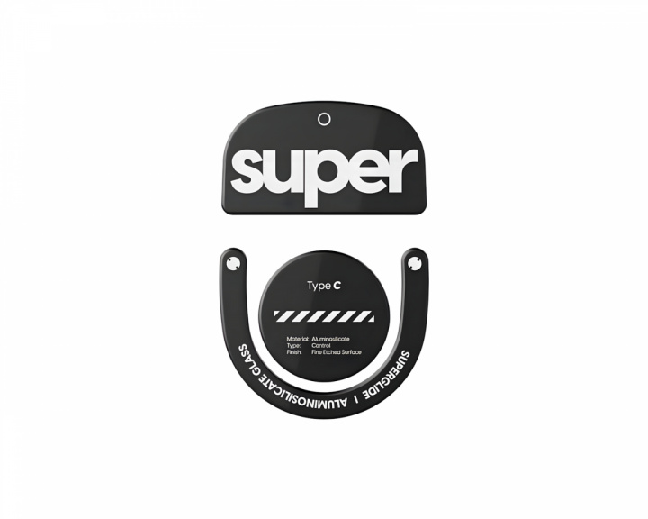 Superglide Type‑C Versjon 2 Glass Skates Logitech Superlight 2 / X2 Superstrike – Svart