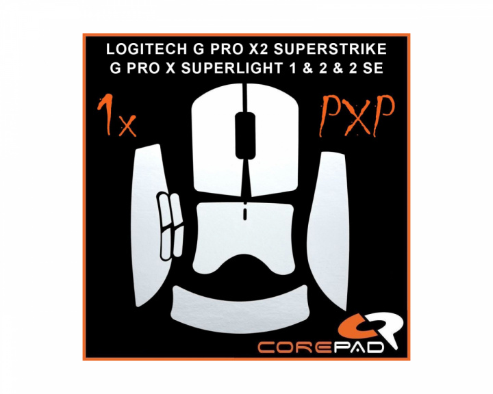 Corepad PXP Grips til G PRO X SUPERLIGHT 1 / 2 / 2 SE & X2 SUPERSTRIKE - White