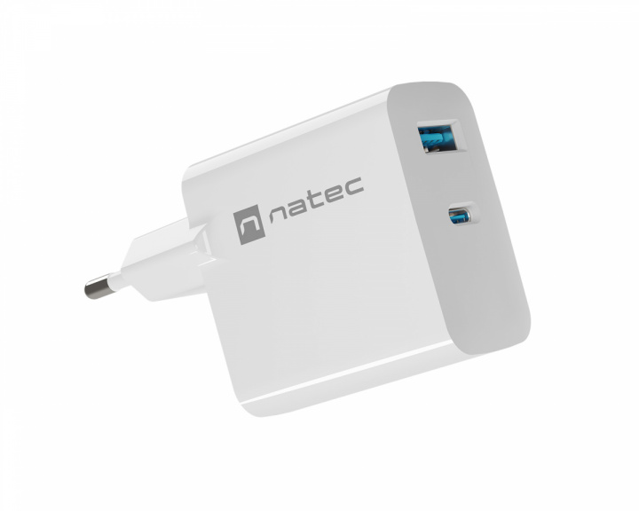 Natec Ribera GaN USB-A & USB-C Lader - 45W - Hvit