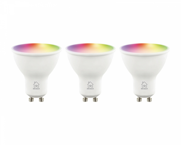 Deltaco Smart Home RGB LED Lampe GU10 WiFi 4.7W - 3-pack