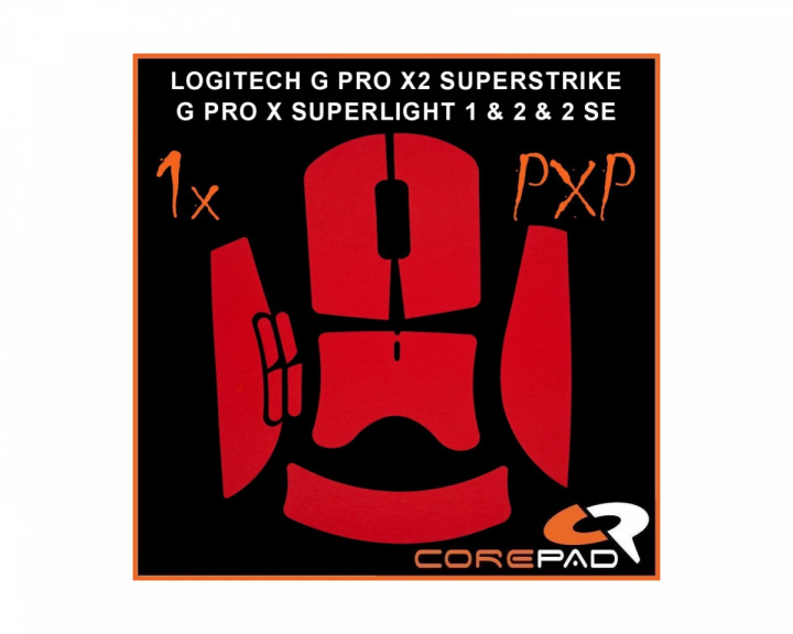 Corepad PXP Grips til Logitech G PRO X SUPERLIGHT 1 / 2 / 2 SE & X2 SUPERSTRIKE - Rød