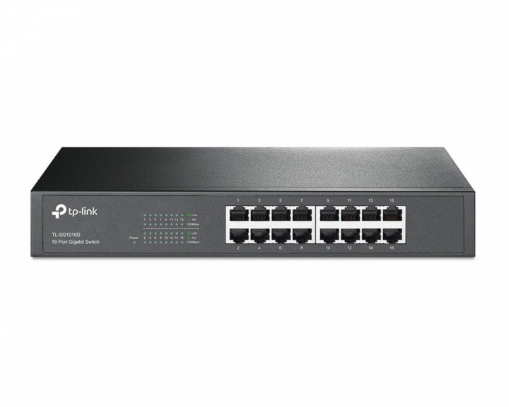 TP-Link SG1016D Metall 16-Port Gigabit Nettverk Switch, 10/100/1000Mbps