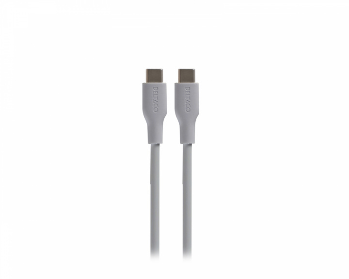 Deltaco USB-C Ladekabel 60W Silikon - Grå - 1,5m