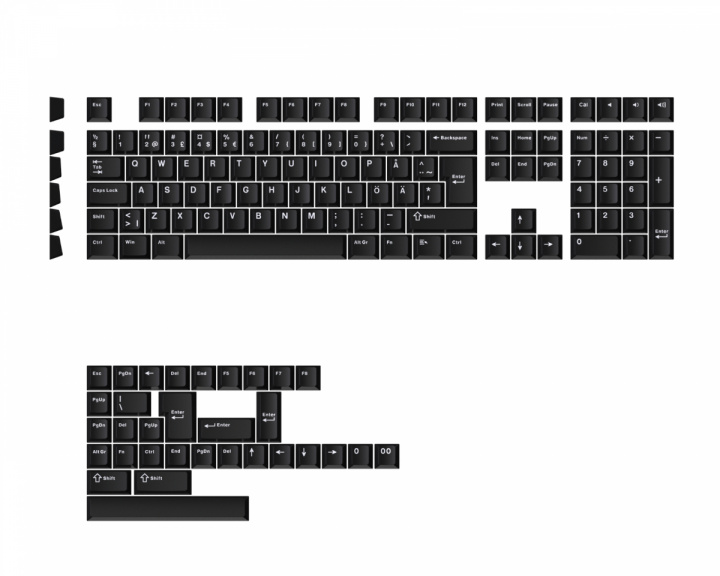 MaxCustom Essential WoB Cherry Double-Shot PBT Keycaps Nordic - Black