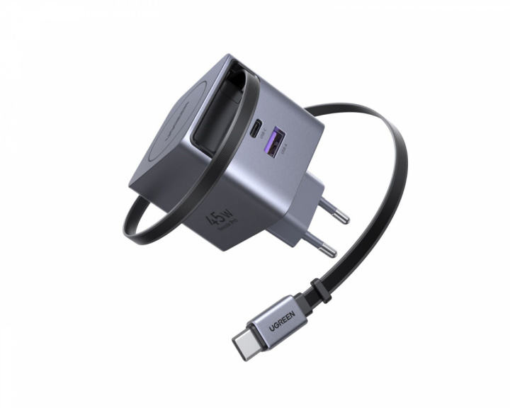 UGREEN 45W GaN Hurtiglader med Uttrekkbar Kabel