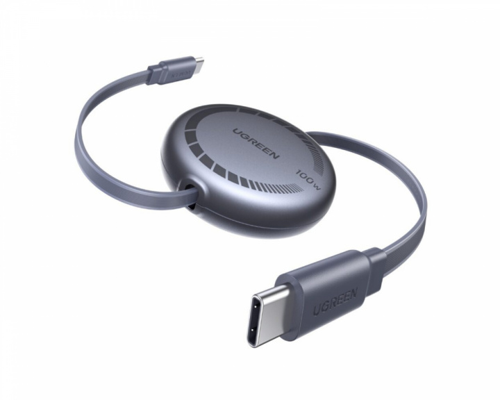 UGREEN USB-C til USB-C PD 100W Hurtiglading med uttrekkbar kabel - 1m