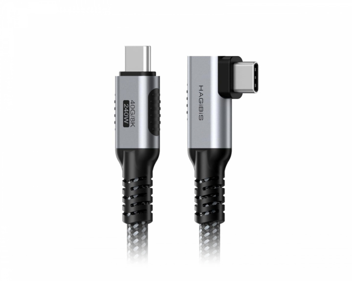 Hagibis USB-C 40G/8K 240W Hurtigladerkabel 90° Vinkel– 1.2 m