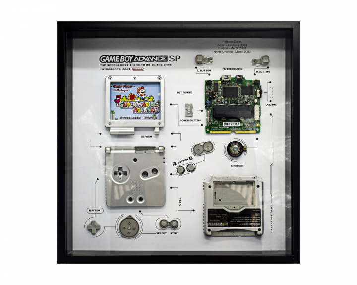  Retro Art Nintendo Gameboy SP Konsoll Utstilling - Sølv