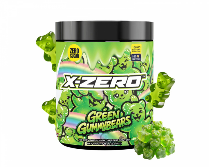 X-Gamer X-Zero Green Gummy Bears - 100 Porsjoner