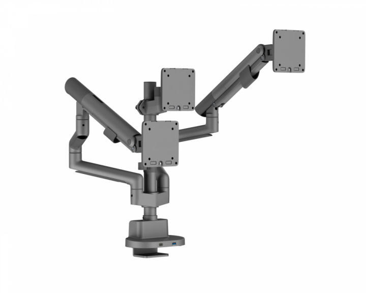  Skjermarm med USB-A & USB-C Porter - 3 Skjermer - 17-27