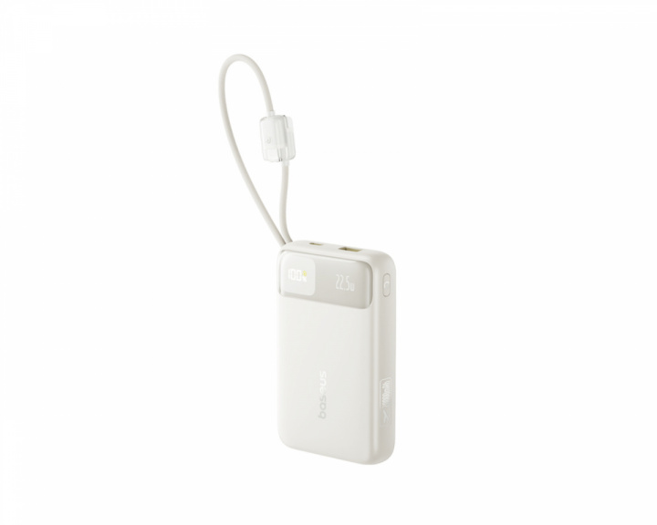  EnerFill FC11 Digital Display Power Bank med Dobbelt Kabel 22.5W 20000mAh - Beige