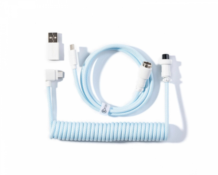  	 Coiled Aviator Kabel Angled 8K -Lyseblå