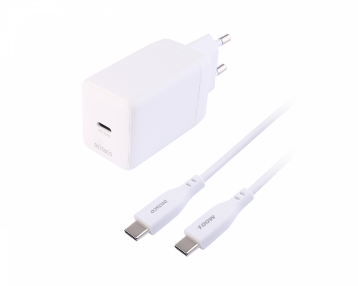  USB-C GaN-vegglader 70 W - 1.8m - Hvit