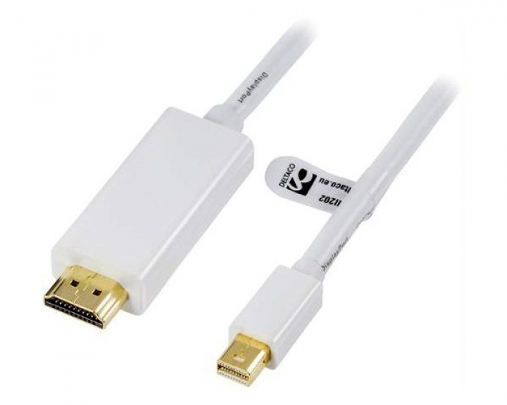 Deltaco Mini DisplayPort til HDMI 2m Hvit