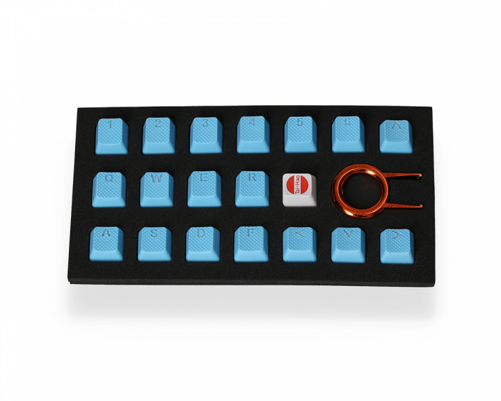 Tai-Hao 18-Key Gummi Double-shot Bakgrunnsbelyst Keycap-set - Neon blå