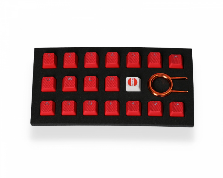 Tai-Hao 18-Key Gummi Double-shot Bakgrunnsbelyst Keycap-set - Rød