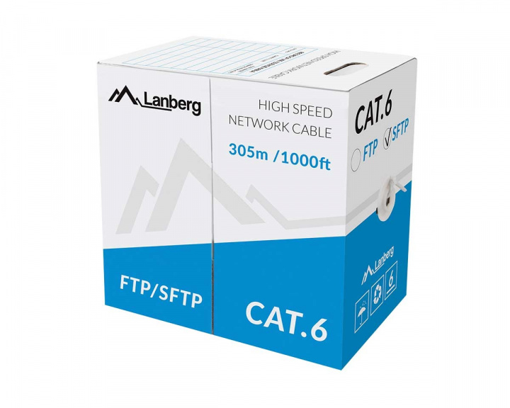 Lanberg 305 Meter Cat6 SFTP Nettverkskabel Grå (DEMO)
