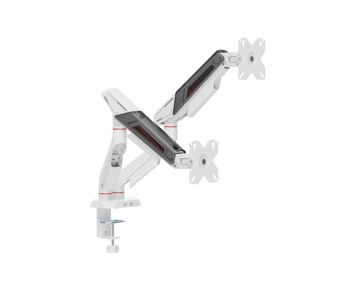 MaxMount Skjermstativ med Mekanisk Fjær – 2 Skjermer – Hvit (DEMO)