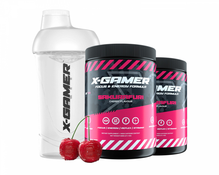 X-Gamer 2 x 600g X-Tubz Sakurafuri - 60 Porsjoner + Shaker