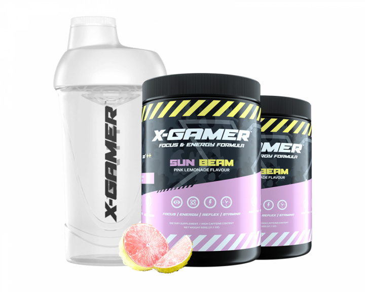 X-Gamer 2 x 600g X-Tubz Sun Beam - 60 Porsjoner + Shaker