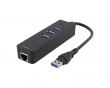 USB 3.0 Nettverksadapter & USB Hub 1000Mbps