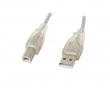 USB-A til USB-B 2.0 Kabel Transparent (5 Meter)