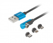 3in1 Premium Magnetisk Vinklet Kabel QC 3.0 - Blå