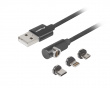 3in1 Premium Magnetisk Vinklet Kabel QC 3.0 - Svart