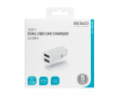 Dual USB Car Charger 12W, 2.4A - Hvit Billader