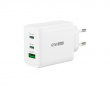 Wall Charger GaN, 65 W, 2x USB-C, 1x USB-A, 3-Port Charger - Vegglader