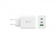 Wall Charger GaN, 65 W, 2x USB-C, 1x USB-A, 3-Port Charger - Vegglader