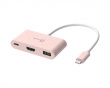 USB-C til HDMI 4K og USB Type-A med 90 W Strømforsyning - Rosa