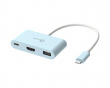 USB-C til HDMI 4K og USB Type-A med 90 W Strømforsyning - Blå