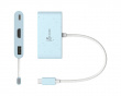 USB-C til HDMI 4K og USB Type-A med 90 W Strømforsyning - Blå
