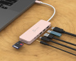 USB-C Multi-Port Hub med 60W Strømforsyning - Rosa