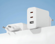 67W GaN Lader 2C1A (2xUSB-A + USB-C) - Hvit